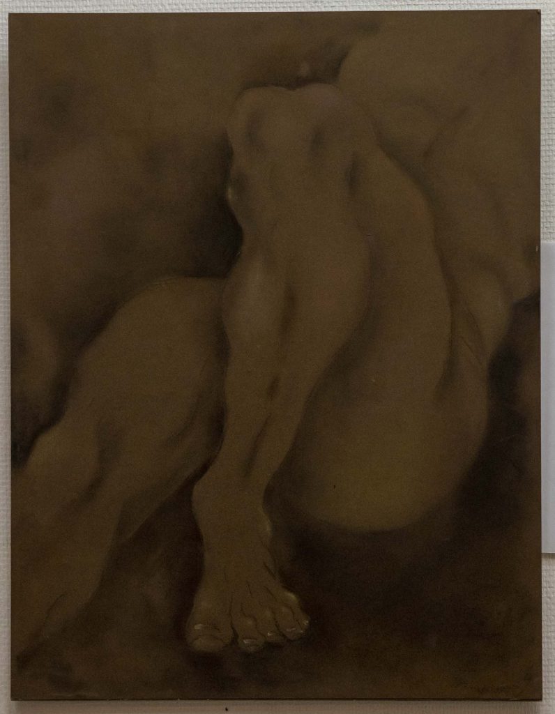 Sepia Pastel Legs 65x50 Italian paper maroufler on wood
