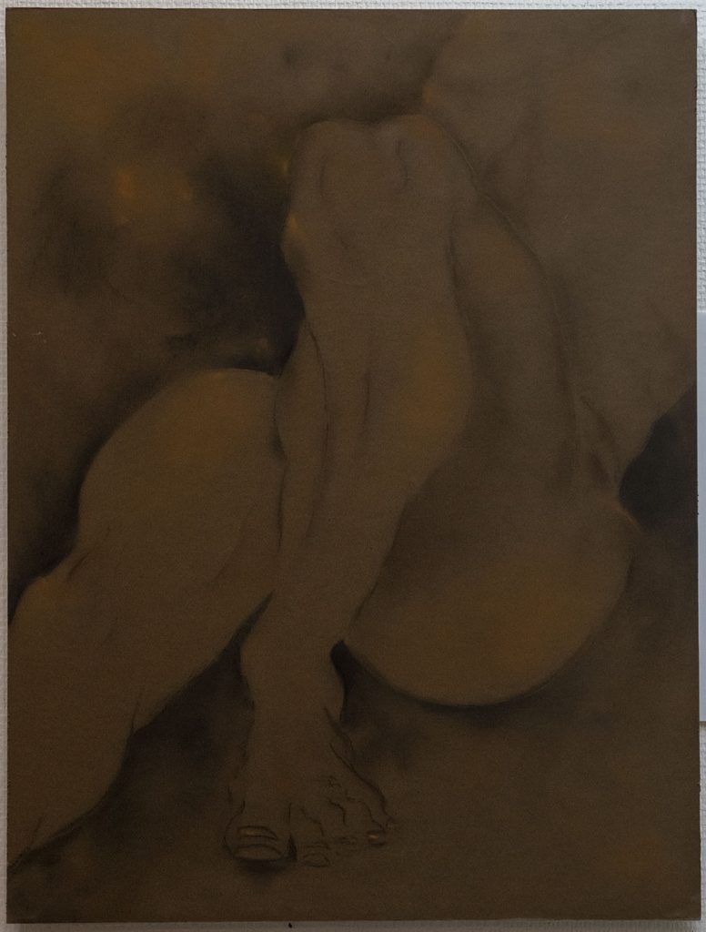 sepia Pastel Legs 65x50cm Italian paper maroufler on wood