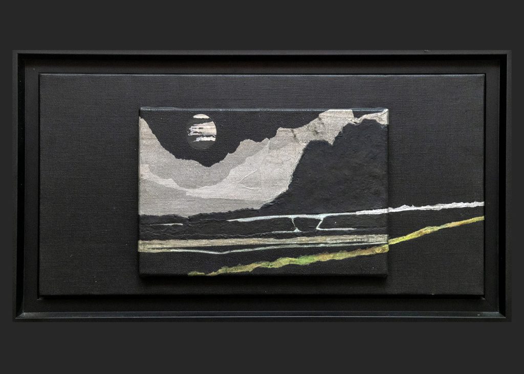 Outer Glacier 37x67cm Watercolour Torn Nepalese Italian papers maroufler on double canvas