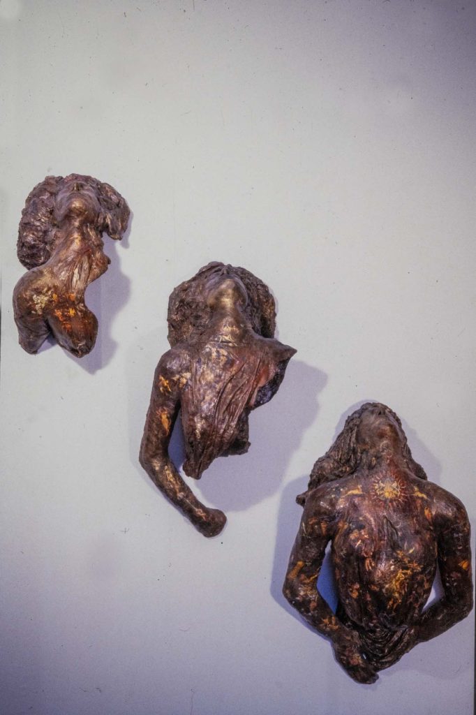 Triptyque Figureheads Stone Conglomerate Collage Metallic Pigments